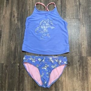 Girls Purple Unicorn Two Piece Bathing Suit Size L 10/12